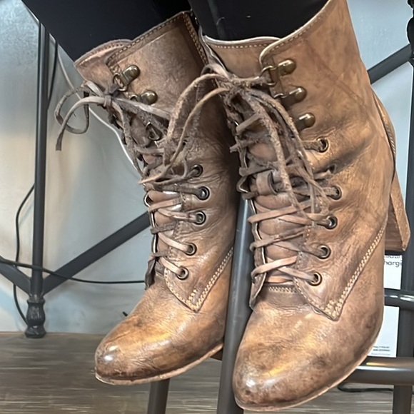 Freebird By Steven Hollis Lace Up Leather Heeled Boots - Picture 5 of 13